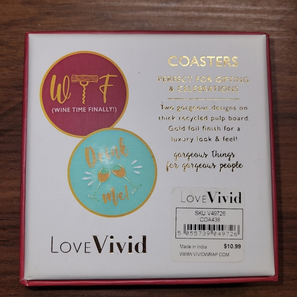 Wine Time Finally Drink Me Coasters Set of 8 New - Picture 3 of 8